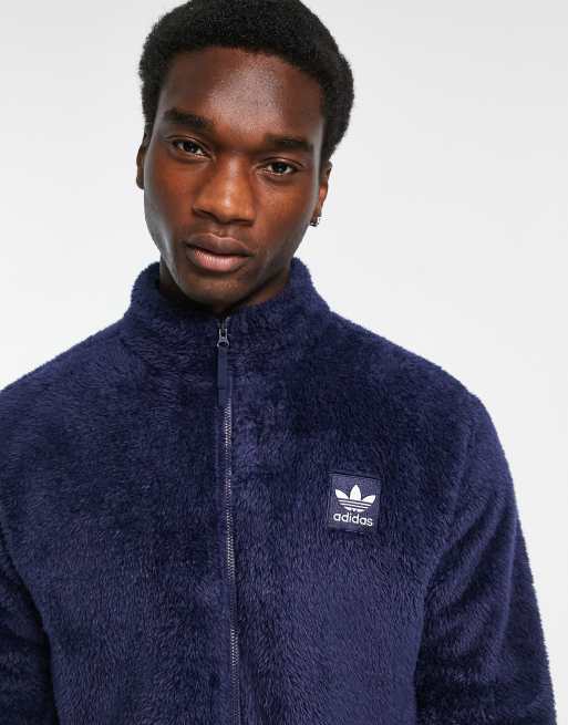 adidas Originals Essentials+ fluffy full zip fleece in night