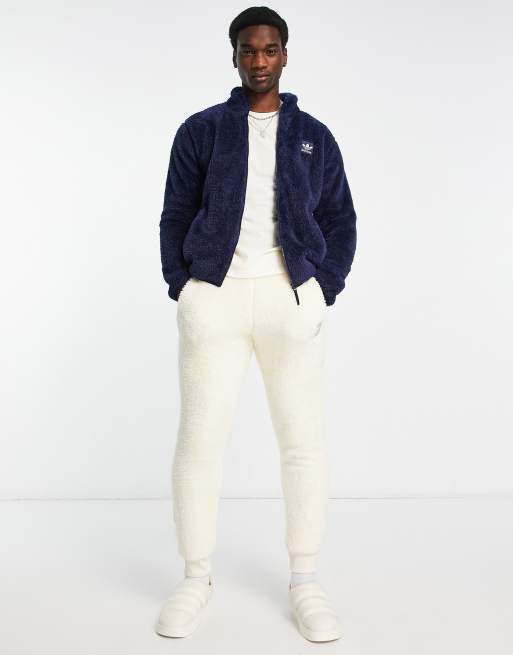 adidas Originals Essentials+ fluffy full zip fleece in night