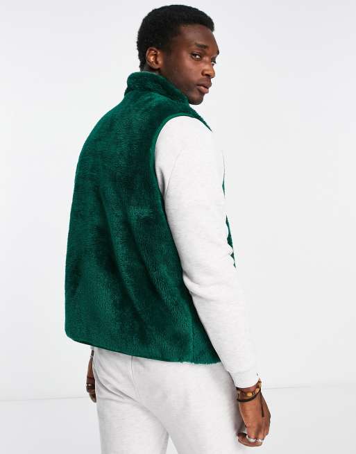 adidas originals Essentials+ fluffy full zip gilet in dark green