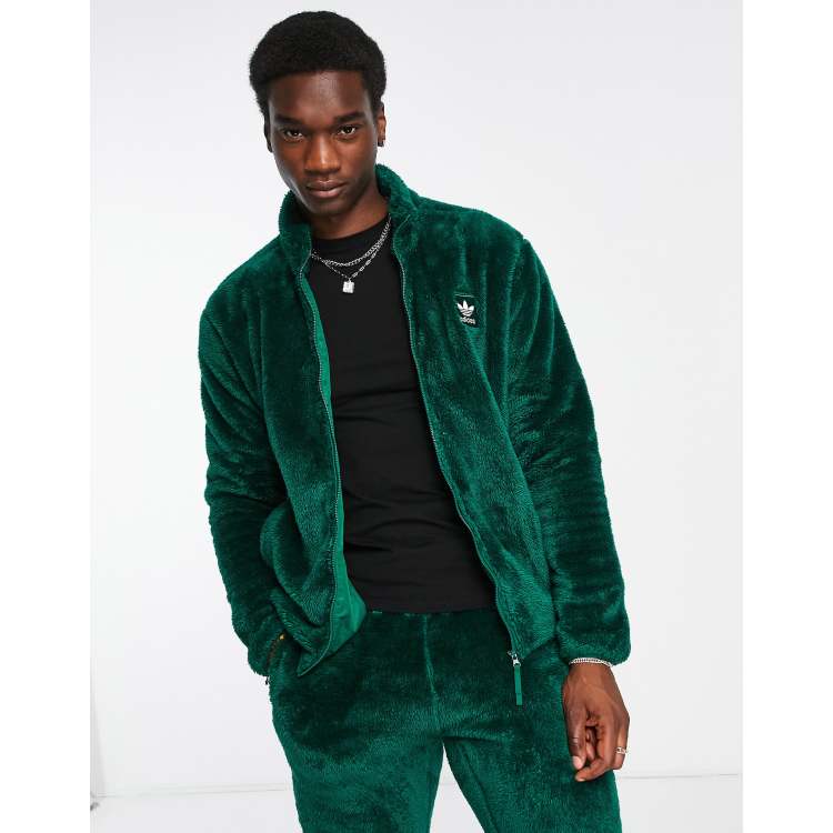 adidas Originals ESS TT FLUFFY - Fleece jacket - dark green