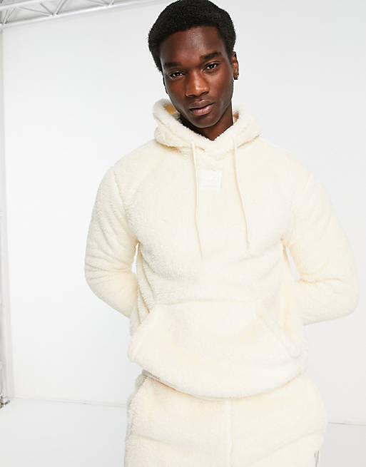 adidas Originals Essentials+ fluffy hoodie in wonder white | ASOS