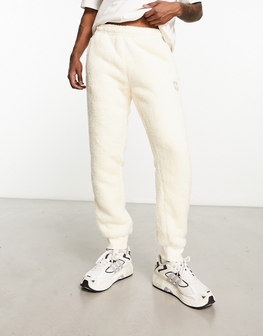 adidas Originals Essentials+ fluffy joggers in off-white