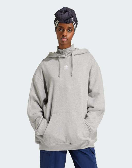 adidas Originals – Essentials – Grå, ledig huvtröja i fransk frotté