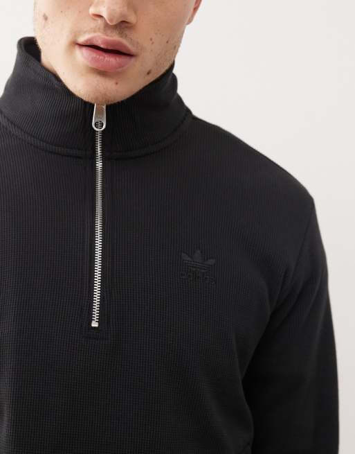 adidas Originals Essentials half zip sweat top in black | ASOS