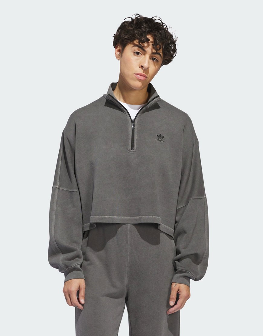 adidas Originals Essentials+ half-zip sweatshirt in black