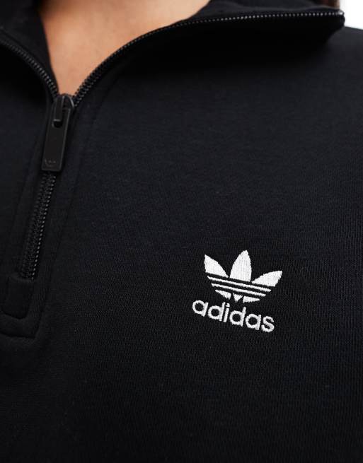adidas Originals Essentials half zip sweatshirt in black | ASOS