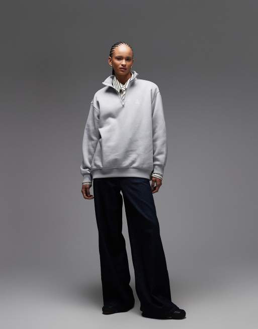 adidas Originals essentials half zip sweatshirt in grey, 2 of 4