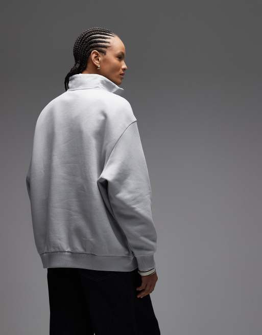 adidas Originals essentials half zip sweatshirt in grey, 4 of 4