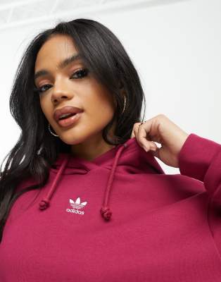 adidas Originals essentials hoodie in burgundy-Red