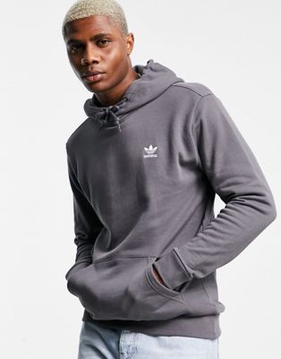 adidas Originals essentials hoodie in dark grey heather with small logo ...