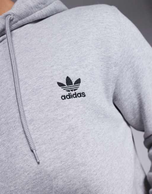 Grey adidas hoodie with white logo hotsell