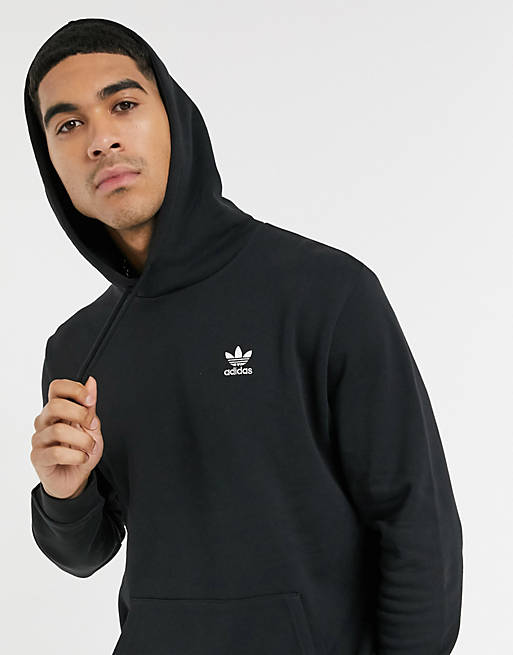 adidas Originals essentials hoodie with small logo in Black | ASOS