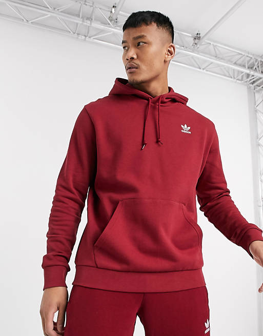 Seizoen deken Stereotype adidas Originals essentials hoodie with small logo in burgundy | ASOS