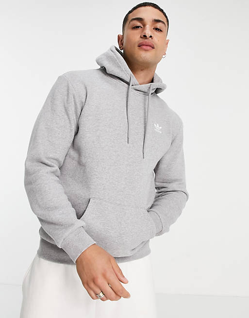adidas Originals essentials hoodie with small logo in grey heather