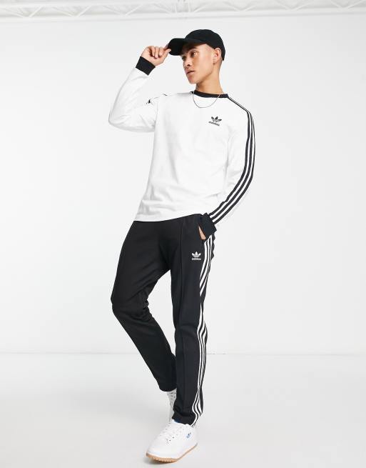 adidas - Originals Essentials - Hvid T-shirt med lange ærmer og tre striber