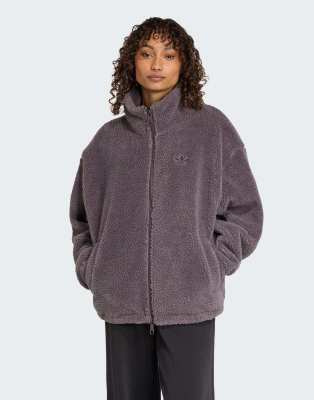 adidas Originals - Essentials - Jacke aus Teddyfell in Grey Strata-Grau