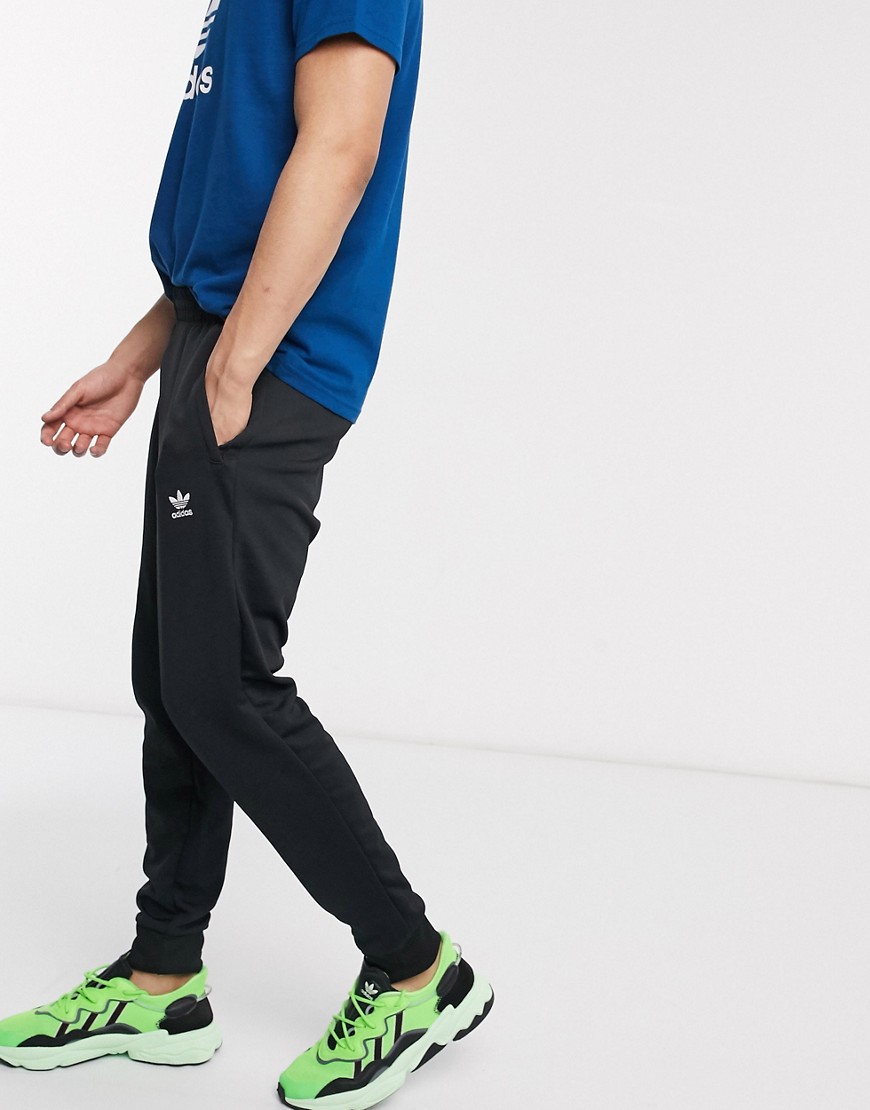 Adidas Originals essentials joggers trefoil logo in black tricot