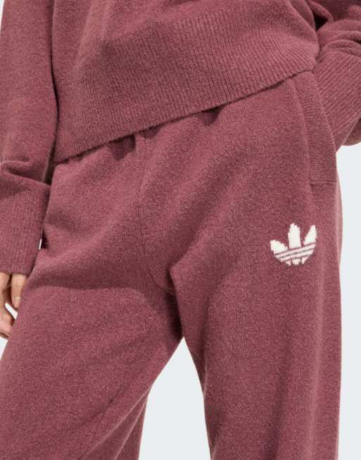 adidas Originals Essentials knit pant in burgundy, 3 of 4