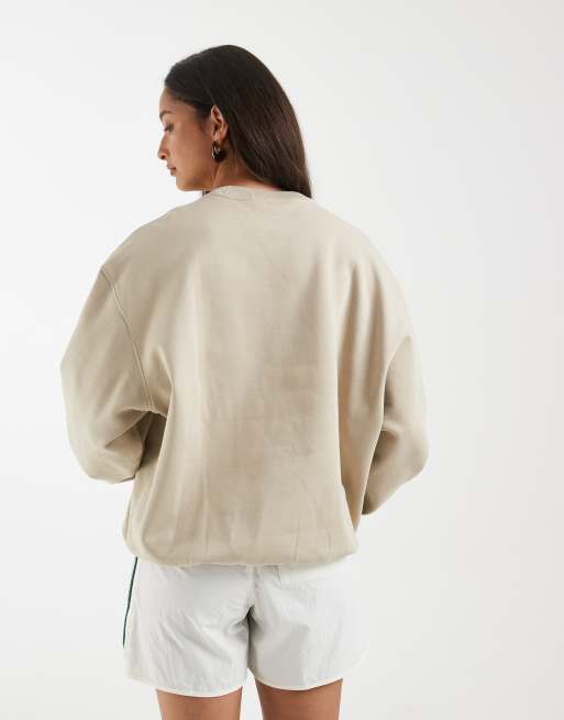 adidas Originals – Essentials – Langes Fleece-Sweatshirt in Khaki Three mit Rundhalsausschnitt, 4 von 4