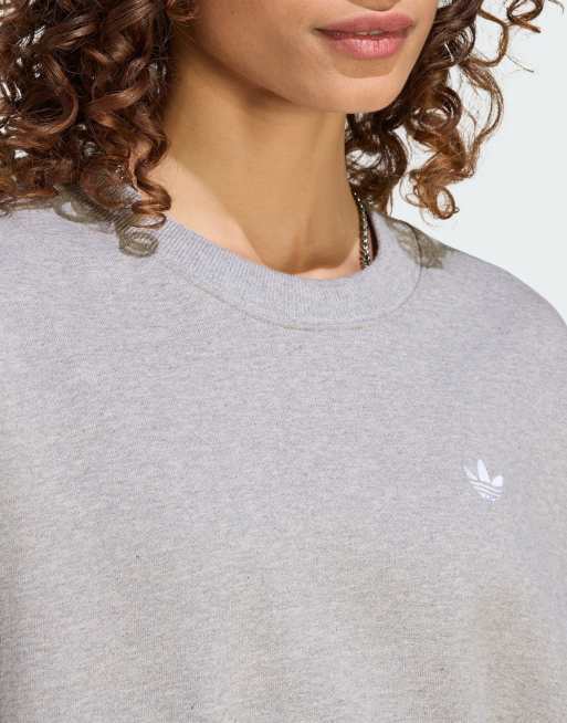 adidas Originals – Essentials – Langes Fleece-Sweatshirt in mittlerem Heidegrau mit Rundhalsausschnitt, 2 von 4