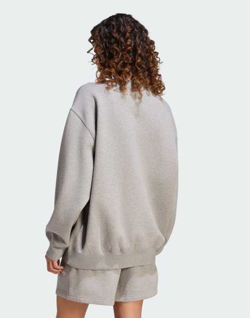 adidas Originals – Essentials – Langes Fleece-Sweatshirt in mittlerem Heidegrau mit Rundhalsausschnitt, 3 von 4