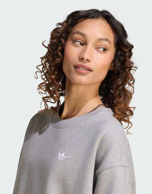 adidas Originals – Essentials – Langes Fleece-Sweatshirt in mittlerem Heidegrau mit Rundhalsausschnitt, 4 von 4