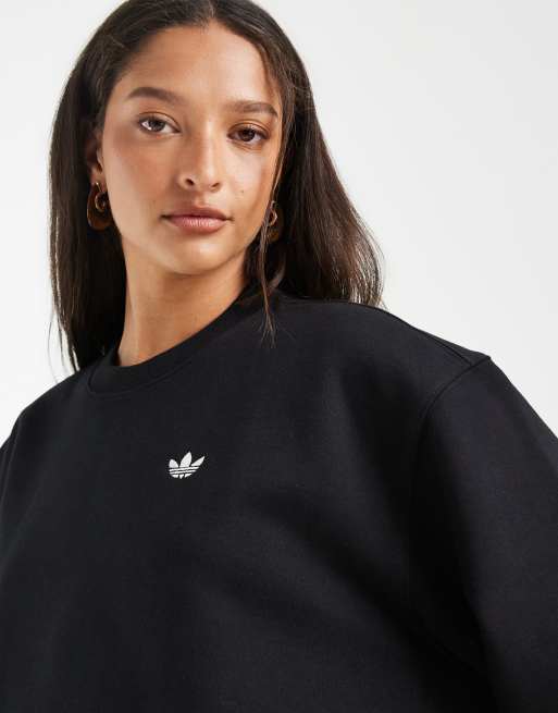 adidas Originals – Essentials – Langes Fleece-Sweatshirt in Schwarz mit Rundhalsausschnitt, 3 von 4