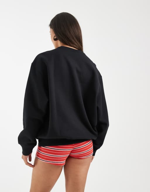 adidas Originals – Essentials – Langes Fleece-Sweatshirt in Schwarz mit Rundhalsausschnitt, 4 von 4