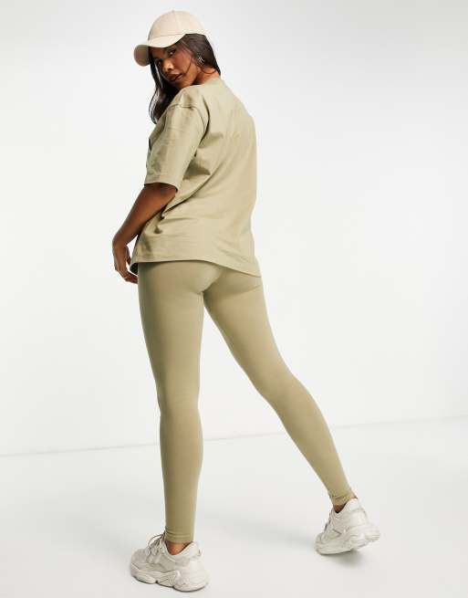 Adidas 3 stripe leggings clearance khaki