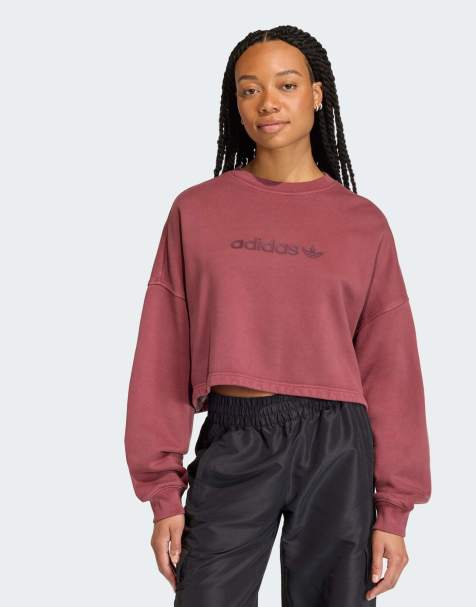 adidas Originals - Essentials - Lineair cropped sweatshirt in roodbruin - view 1