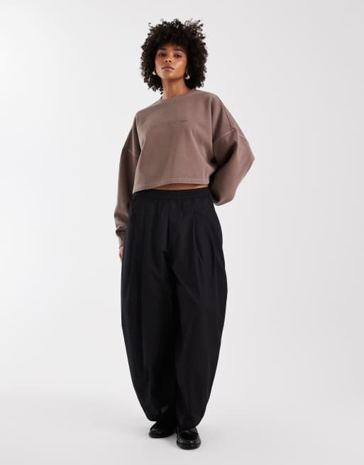 adidas Originals Essentials linear cropped sweatshirt in brown, 2 of 4