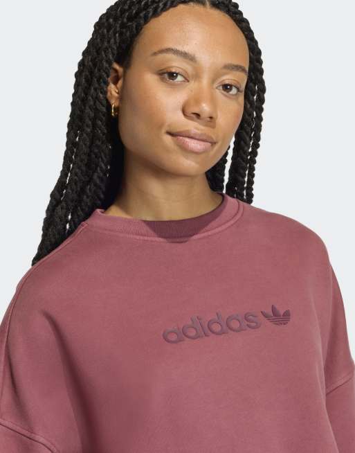 adidas Originals – Essentials Linear – Cropped-Sweatshirt in Maroon, 4 von 4