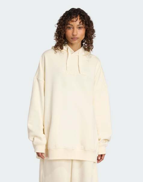 adidas Originals Essentials linear hoodie oversized in cream white - view 1