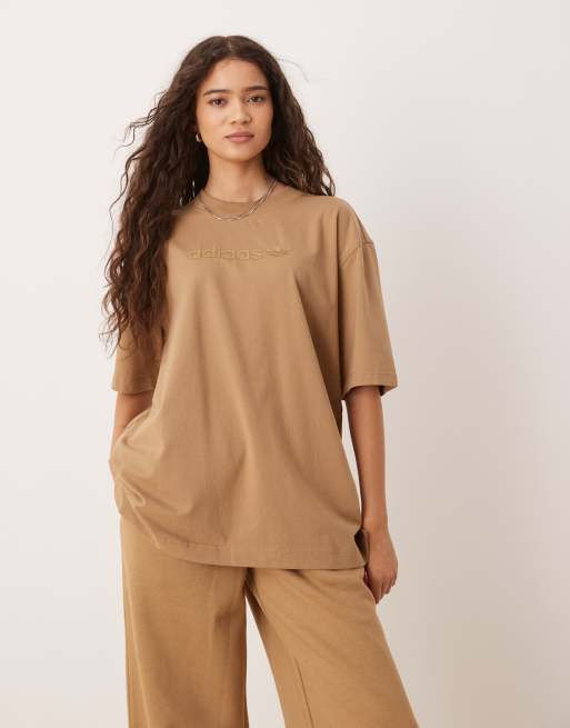 adidas Originals Essentials linear tee oversized in cardboard