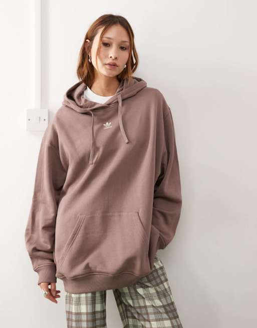 adidas Originals – Essentials – Locker geschnittener Kapuzenpullover aus Frottee in Braun