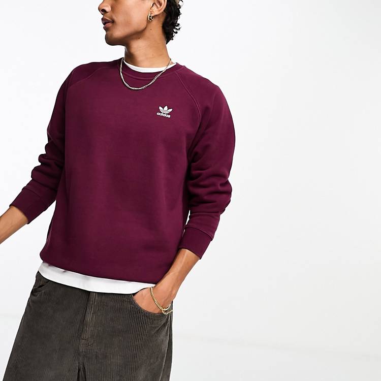 adidas Originals Essentials logo sweatshirt in maroon | ASOS