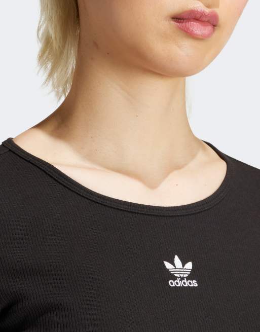 adidas Originals Essentials long sleeve crop top in black | ASOS