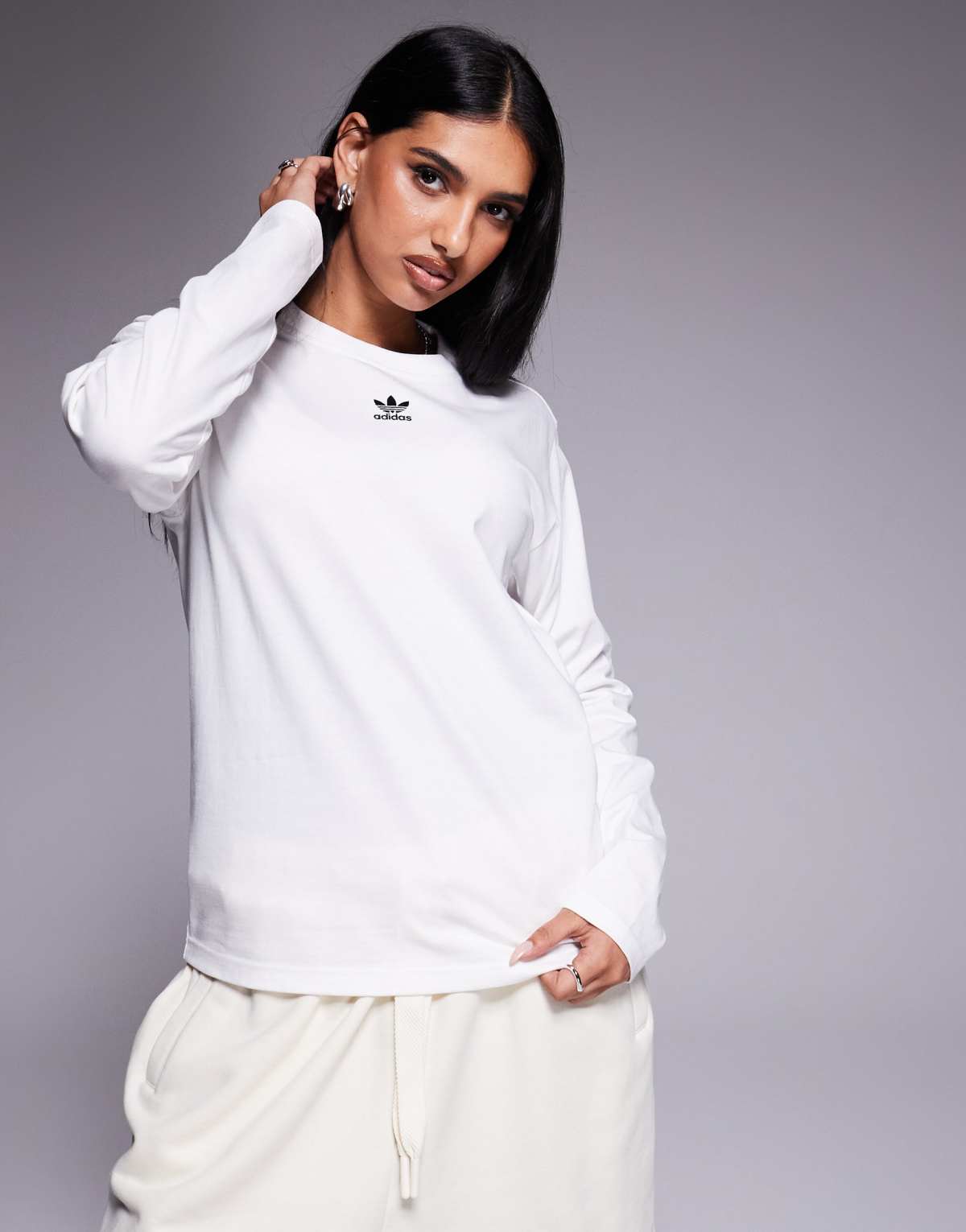 adidas Originals Essentials long sleeve t-shirt in white