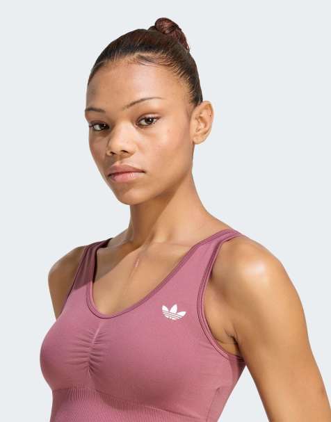 adidas Originals Essentials nahtloses Bralette in Burgunderrot - view 1