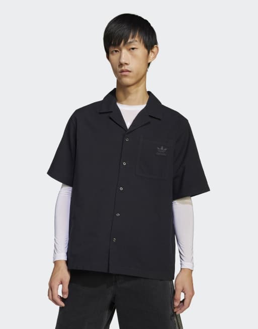adidas Originals - Essentials - Overhemd van seersucker met korte mouwen in zwart
