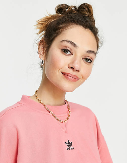 Hoodies & Sweatshirts adidas Originals essentials oversized central logo sweatshirt in pink 