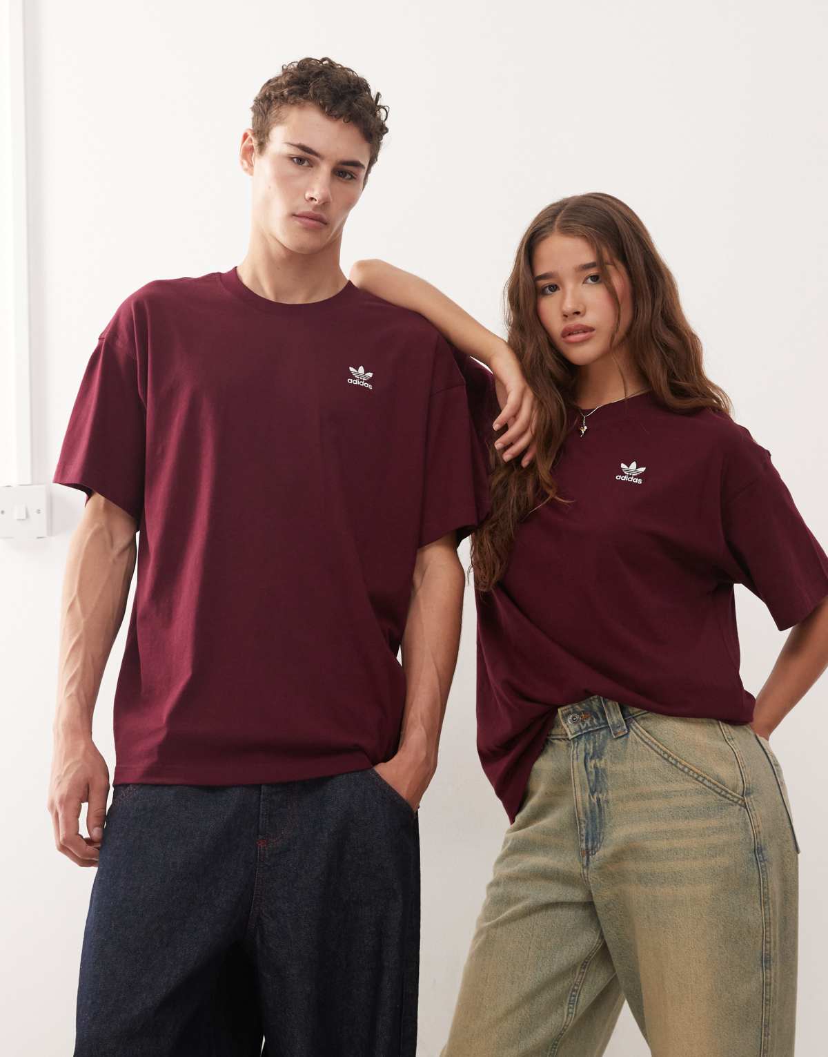 adidas Originals Essentials oversized t-shirt in burgundy