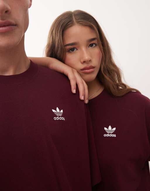adidas Originals Essentials oversized t-shirt in burgundy ASOS