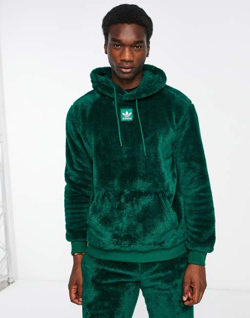 adidas Originals – Essentials+ – Puszysta ciemnozielona bluza z kapturem