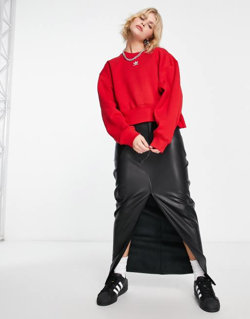 adidas Originals - Essentials - Rød sweatshirt med trekløverlogo