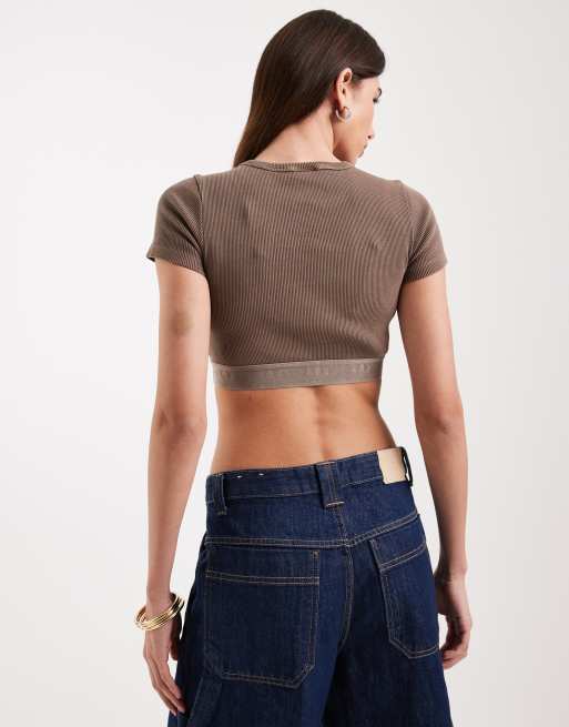 adidas Originals Essentials rib tee washed in brown, 4 of 4