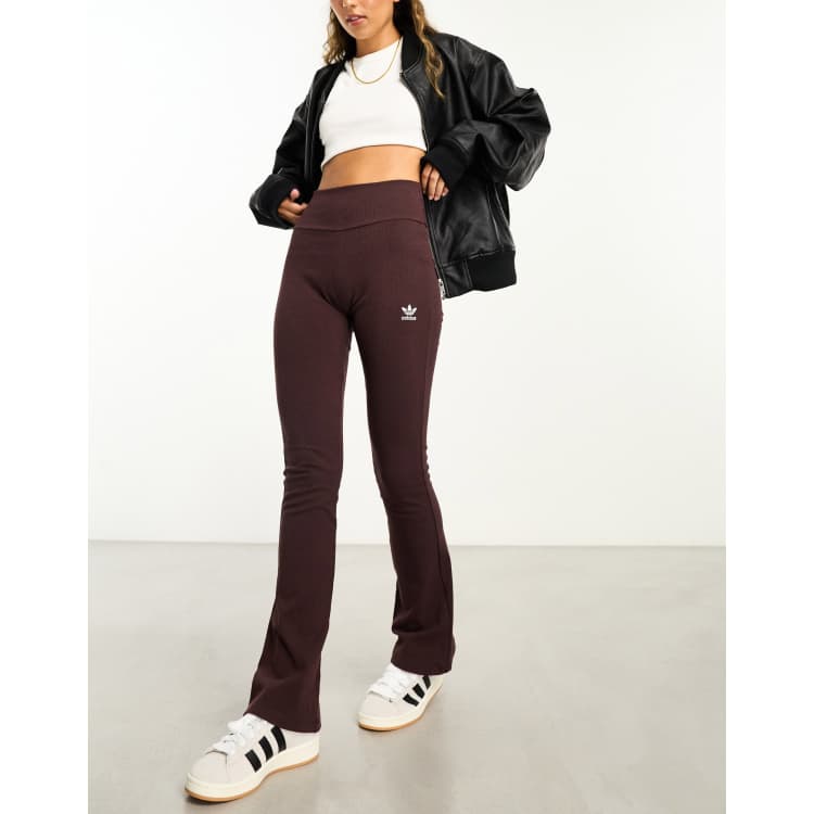 adidas Originals three stripe flared leggings in collegiate green