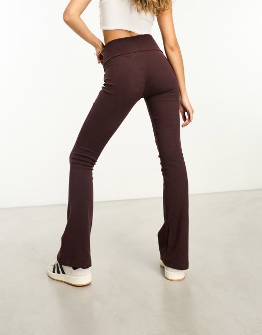 adidas Originals essentials ribbed flared pants in shadow brown