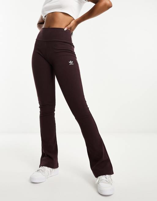 adidas Originals essentials ribbed flared pants in shadow brown
