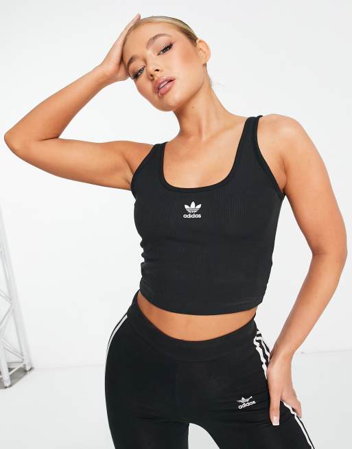 adidas Essentials Rib Tank Top - Black, Women's Lifestyle